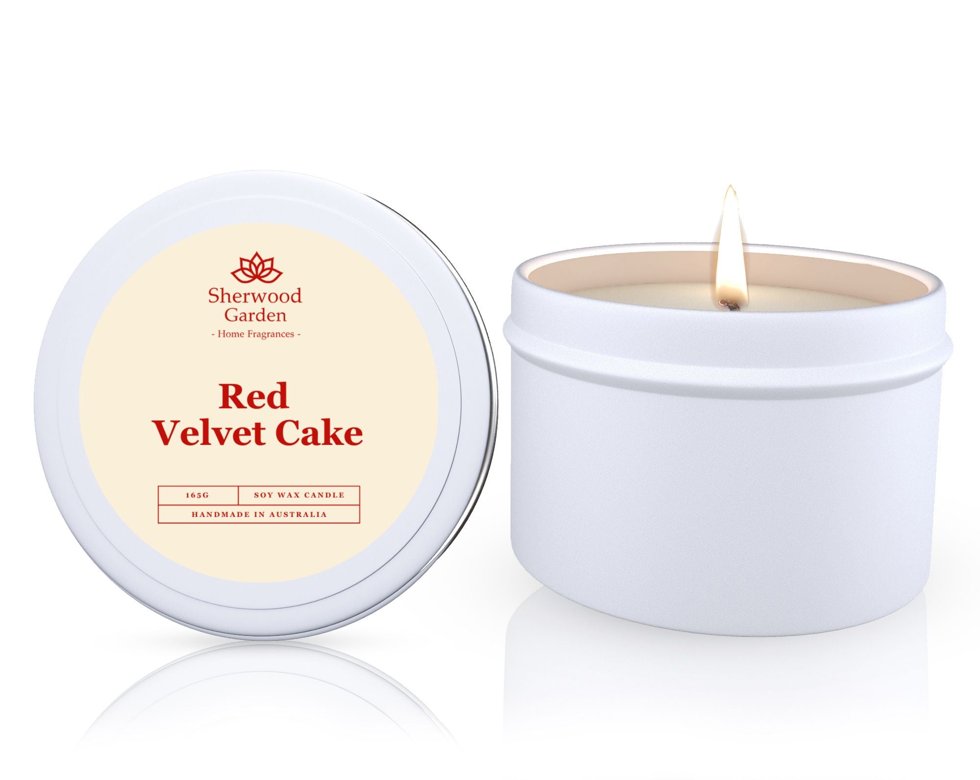 Red Velvet Cake Soy Candle Tin 165g Sherwood Garden Home Fragrances