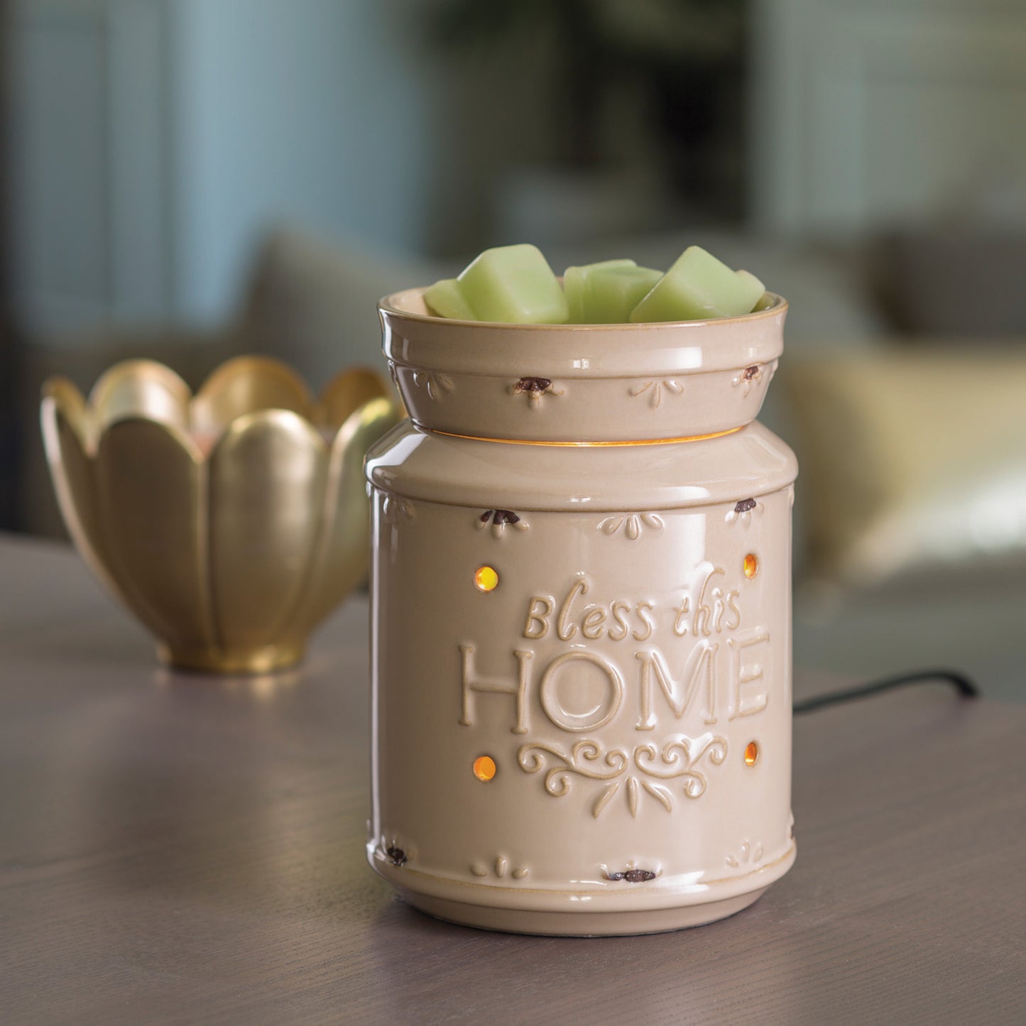 Cream Bless This Home Electric Fragrance Warmer