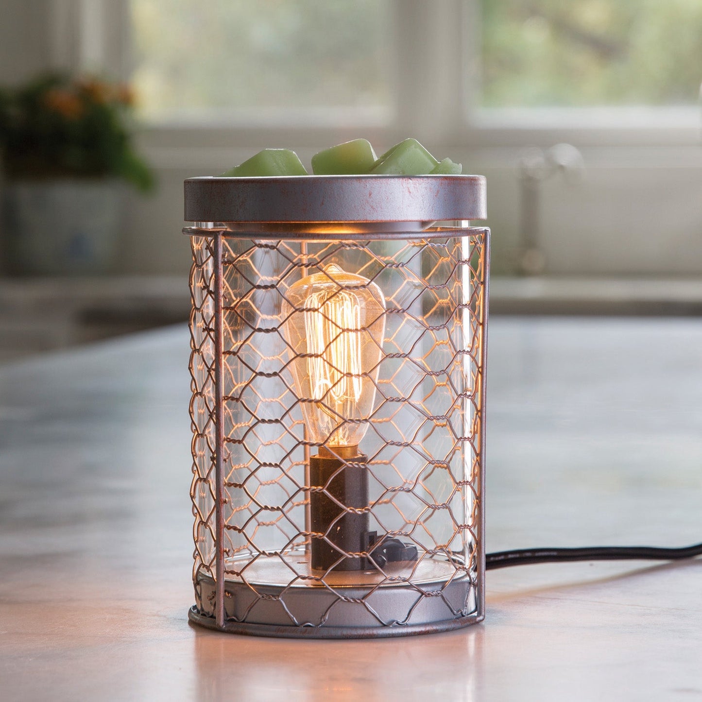 Chicken Wire Vintage Bulb Electric Fragrance Warmer