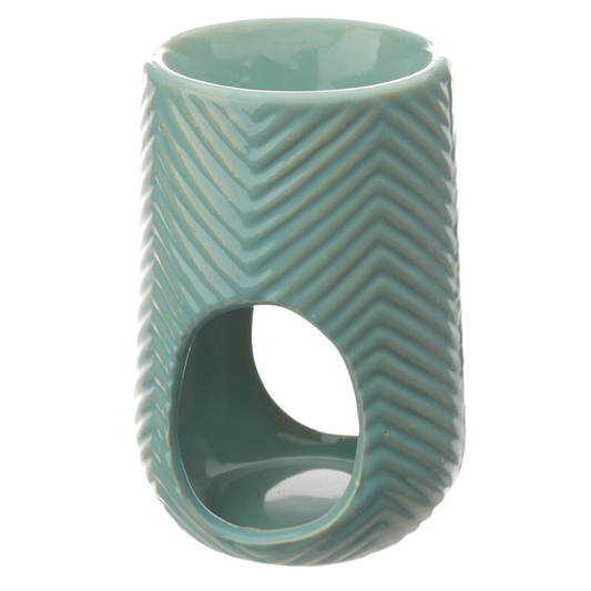 Turquoise Herring Bone Ceramic Tealight Oil Burner